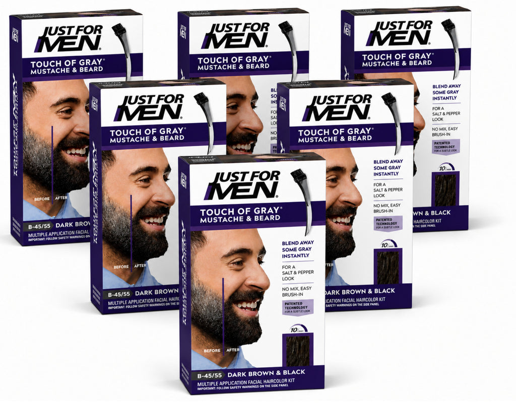 Men's Beard & Mustache Gray Cover Cream 6 Pack - Natural Hair Color