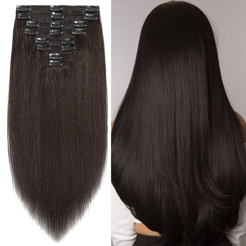 Double Weft Clip-In Hair Extensions - Remy Human Hair Ombre Full Head Set