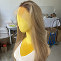 Ash Blonde Long Straight Synthetic Lace Front Wig Heat Resistant Glueless