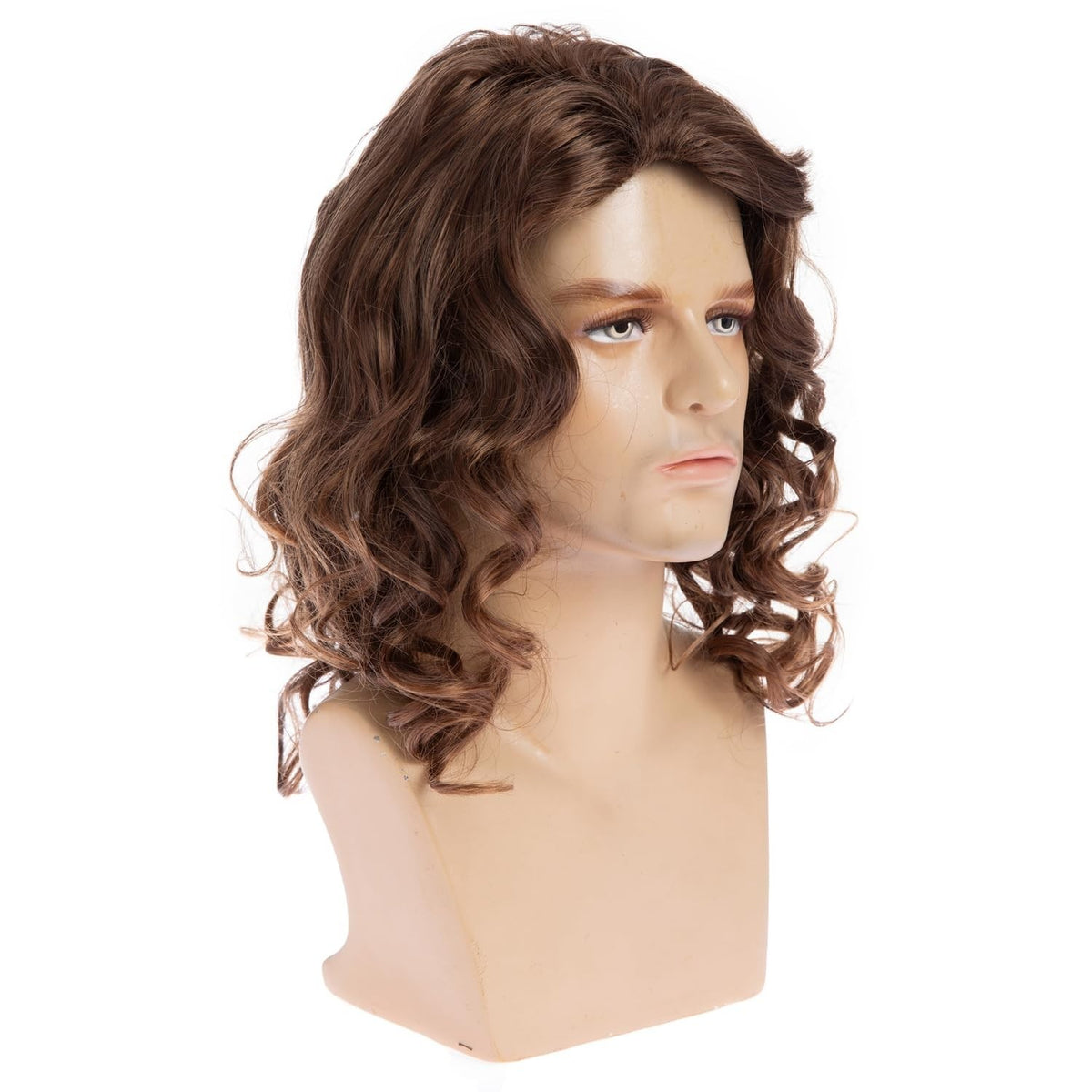Brown Curly Synthetic Wig for Men - 17-Inch Party & Everyday Use