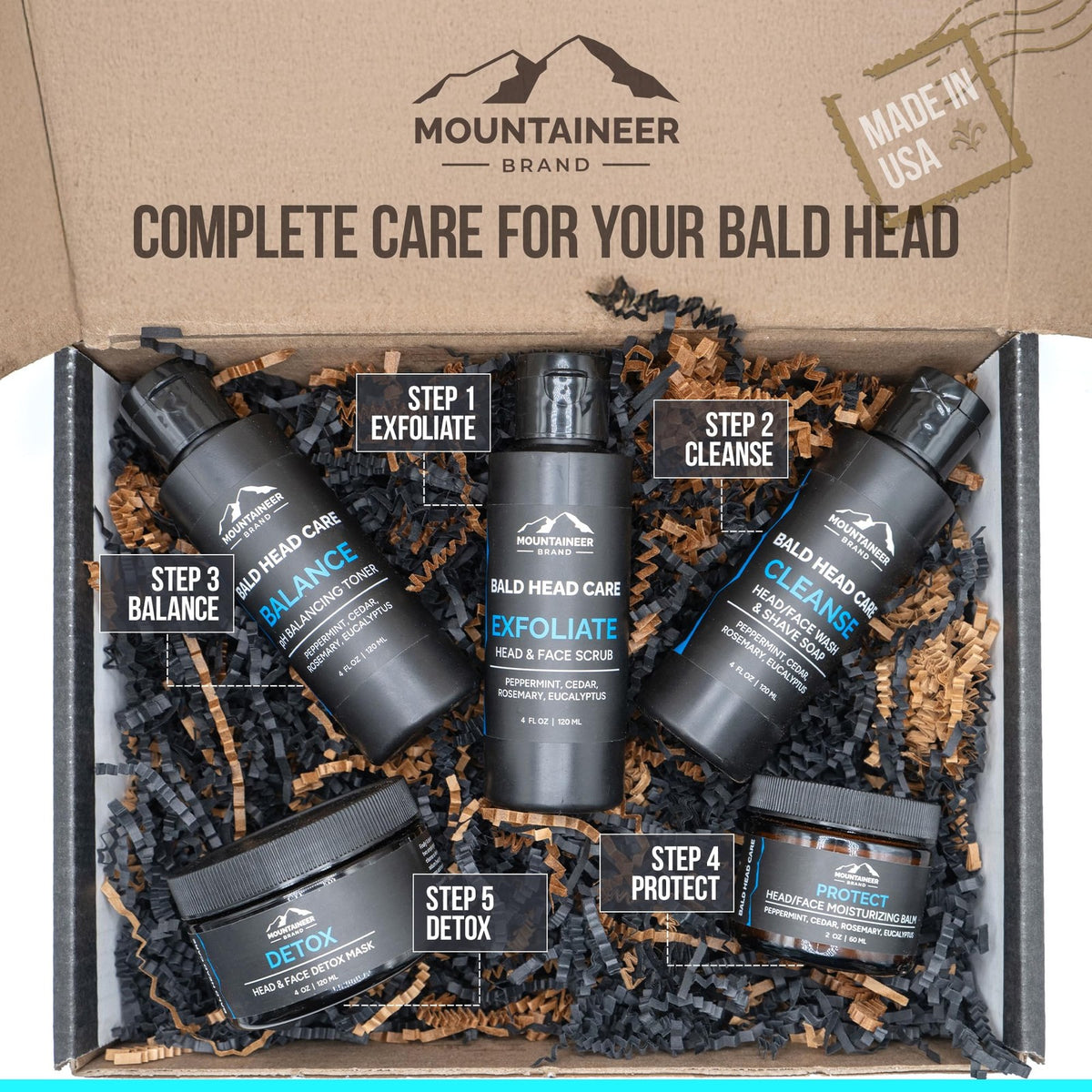 Natural Bald Head Shampoo & Shave Wash - 4 Ounce, Gentle Daily Cleanser