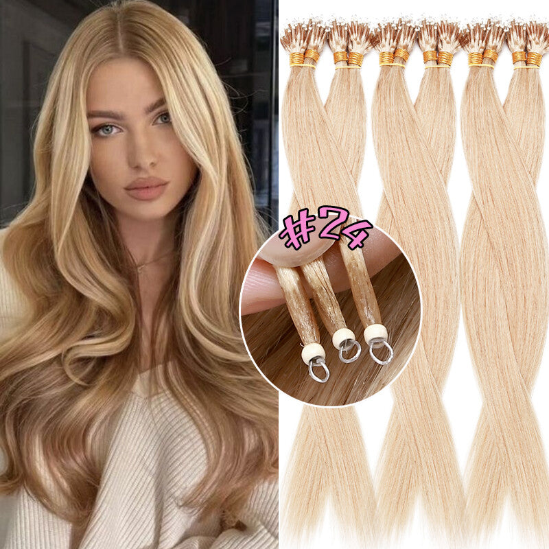 150g Human Hair Extensions with Nano Rings - Thick Ombre Micro Loop Beads
