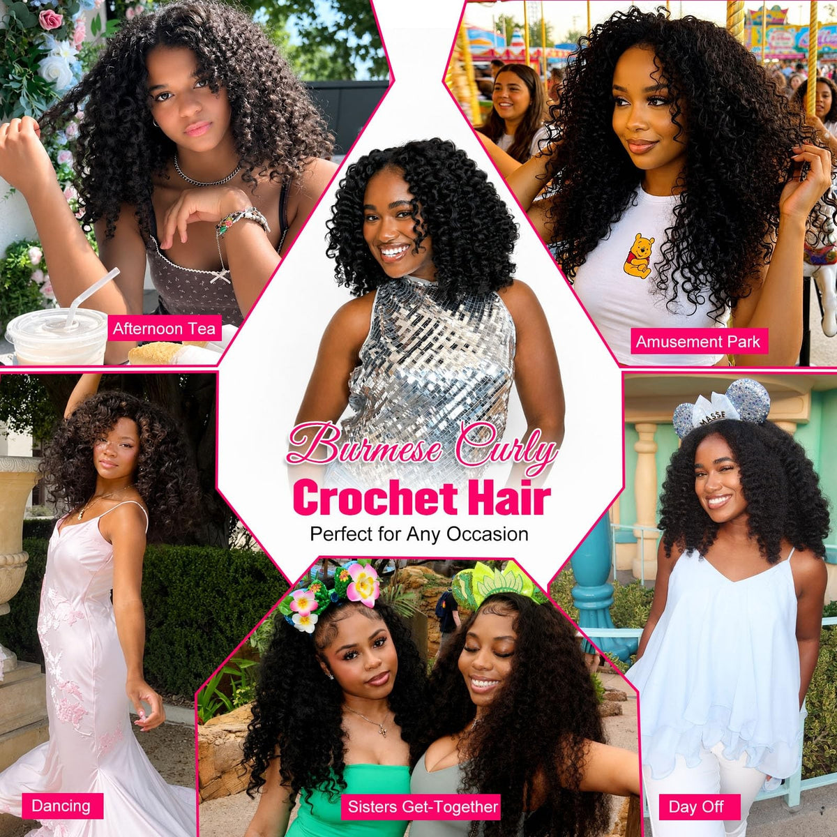 Burmese Curly Crochet Hair 14 Inch for Black Women - Pre-Looped Synthetic Wig