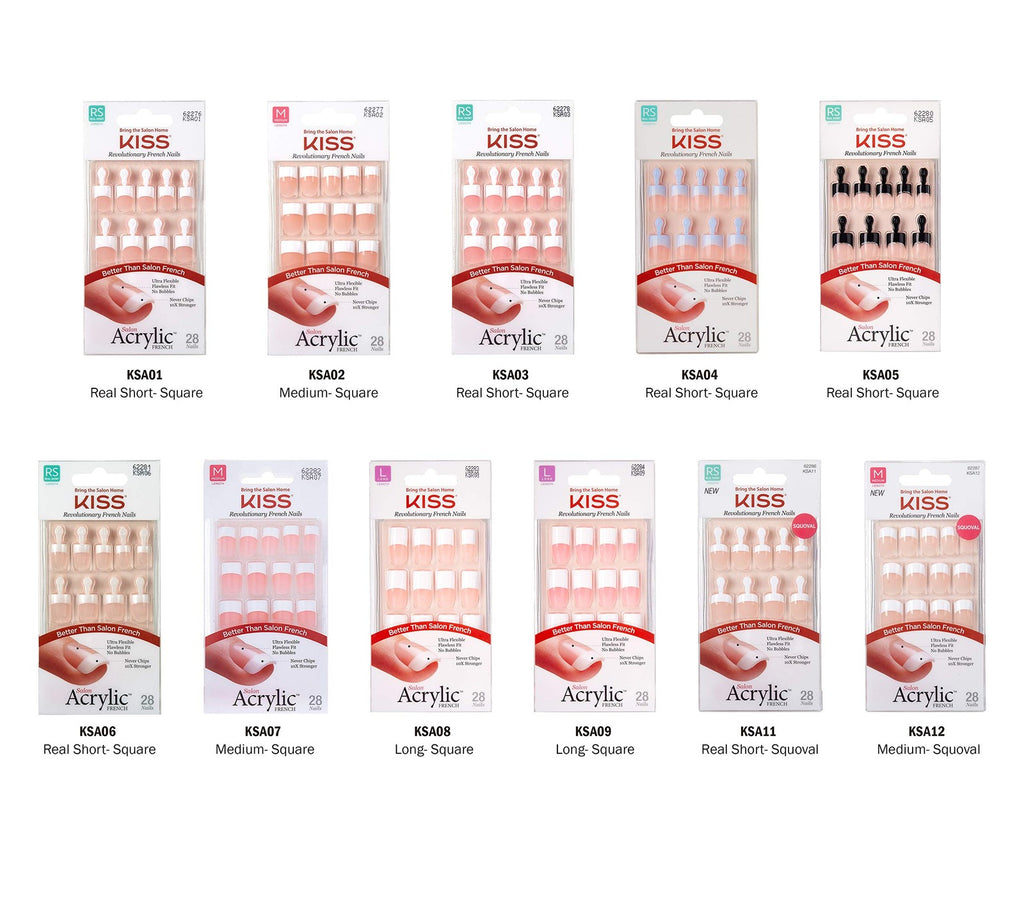 French Nail Kit - Sugar Rush Medium Acrylic Nails 2 Pack for Salon+At-Home Use