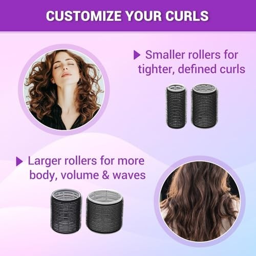 Hair Curlers Set with 24 Self-Grip Rollers & Clips for Voluminous Waves