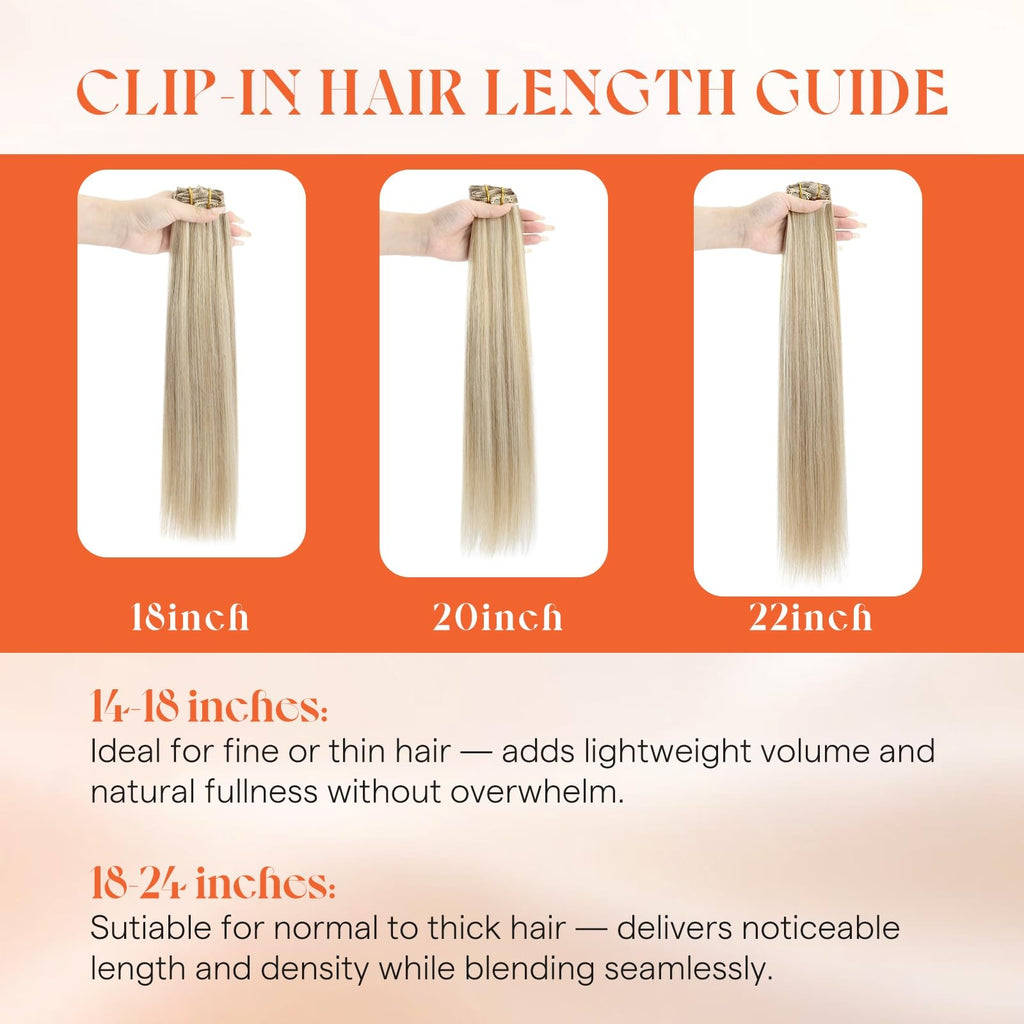 Human Hair Clip-In Extensions Blonde Remy Hair for Easy Volume & Highlights