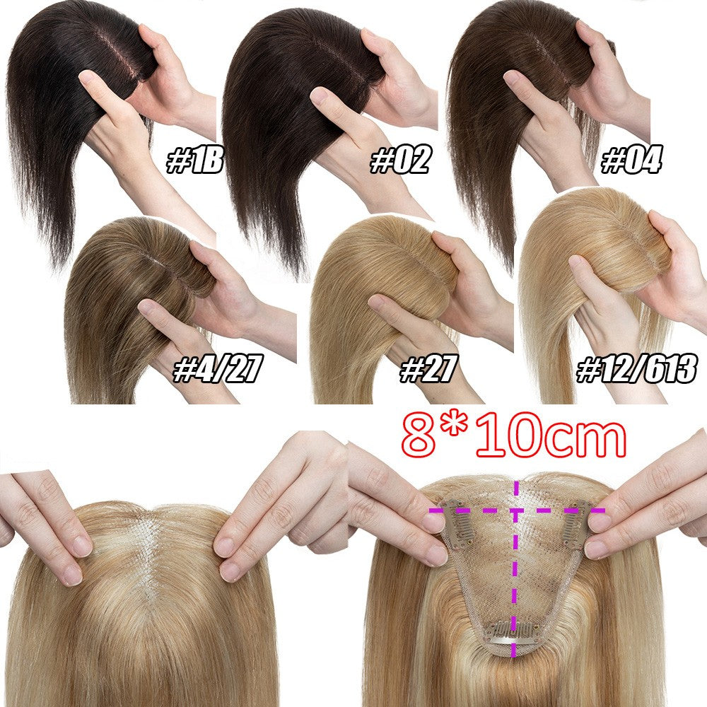 Remy Human Hair Topper with Silk Base for Women - Clip-In Volumizer