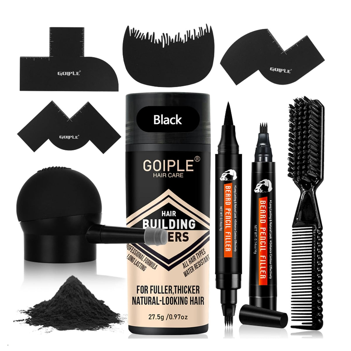 Waterproof Beard Pencil Filler & Brush for Men - Long Lasting Natural Finish