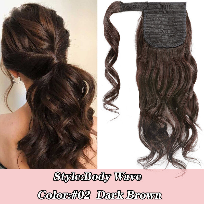 100% Human Hair Ponytail Extensions Clip-In Wrap Around Hairpiece