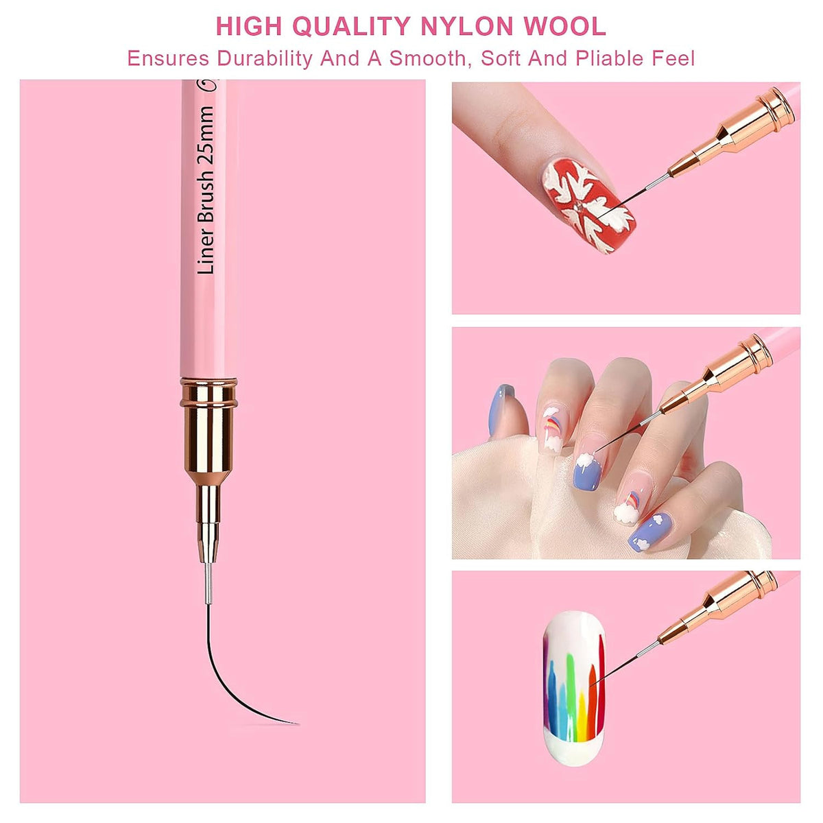 5Pcs Nail Art Liner Brushes Set for Gel Nails Fine Detailing & Design