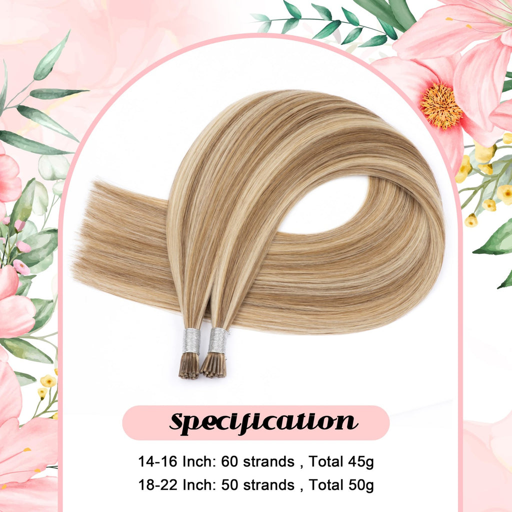 18 Inch Keratin Hair Extension Tips - #8/613 Blonde, 50g