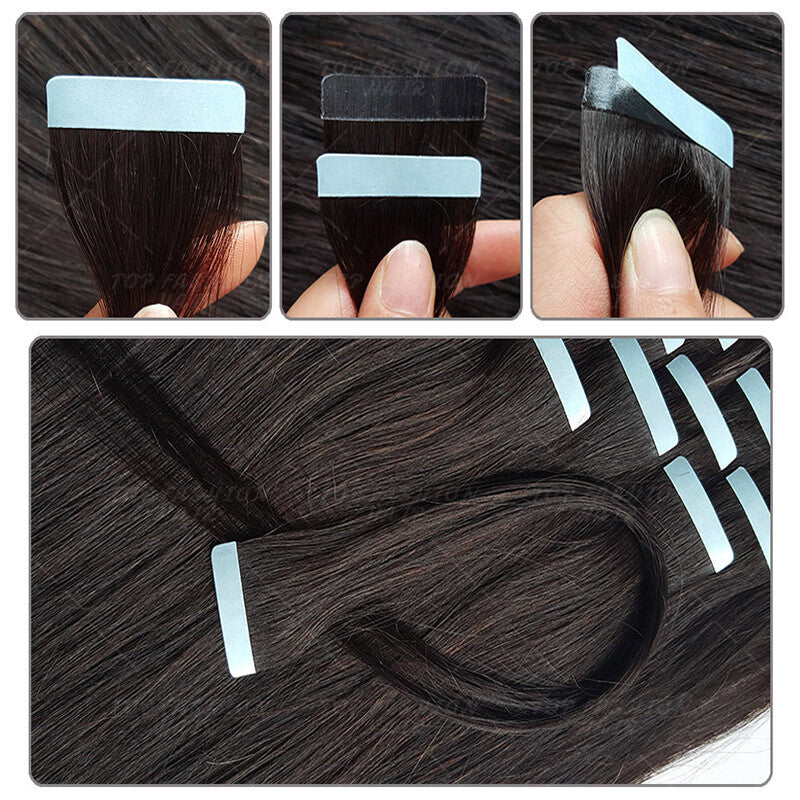 Remy Human Hair Extensions Tape-In Full Head Highlight 100% Thick & Natural