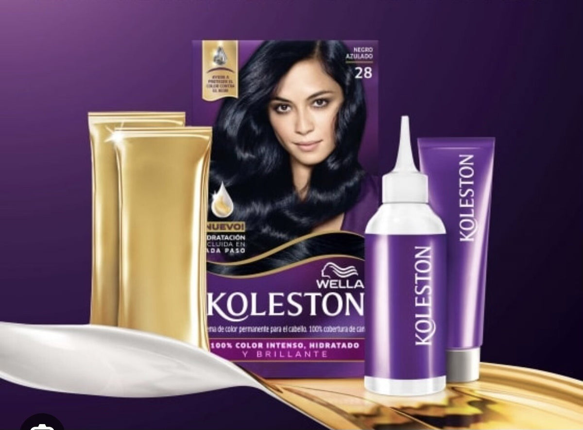 Permanent Hair Dye Wella Koleston #28 Negro Azulado Gray Coverage 100% - Hydrated Luminous Hair