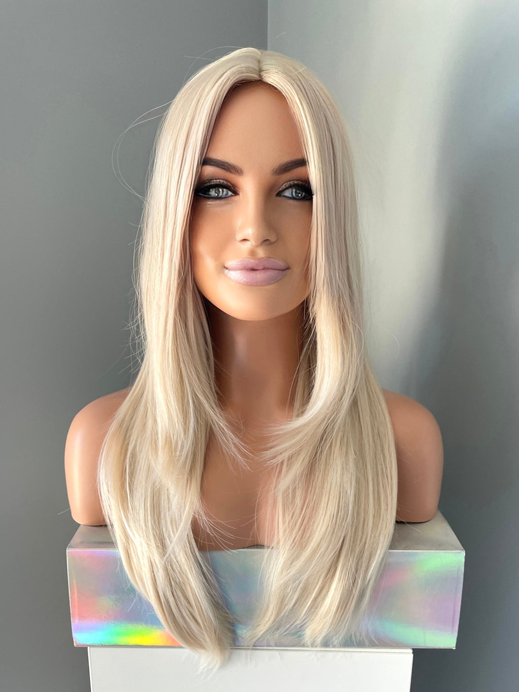 Long Platinum Blonde Straight Wig - 24 Inch Natural Look Synthetic Hair