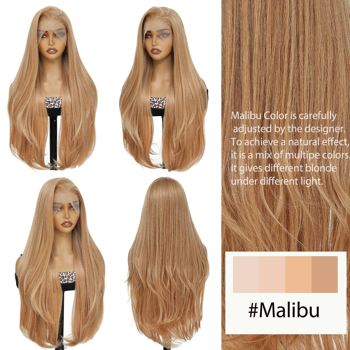 Long 30-Inch Honey Blonde Balayage Lace Front Wig with Pre-Layered Style