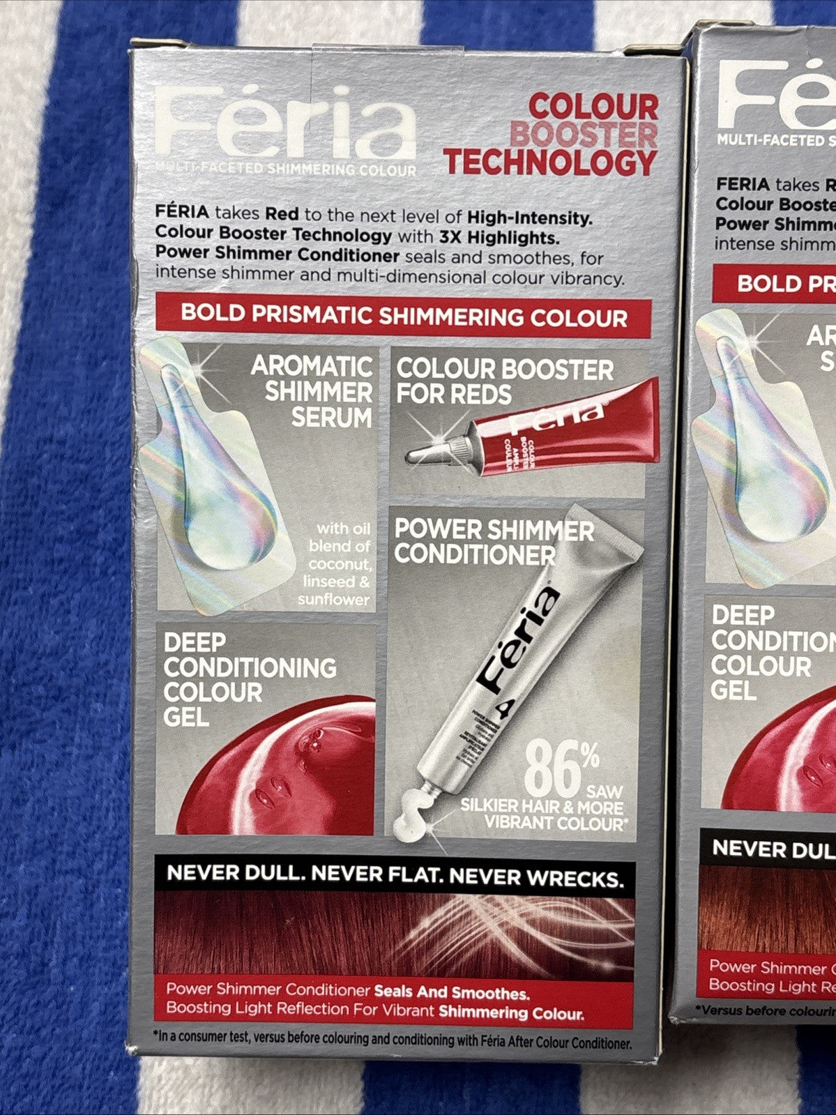 Lot of 2 L'Oreal Féria Power Reds Hair Dye Set - R57 Cherry Crush & R68 Rich Auburn