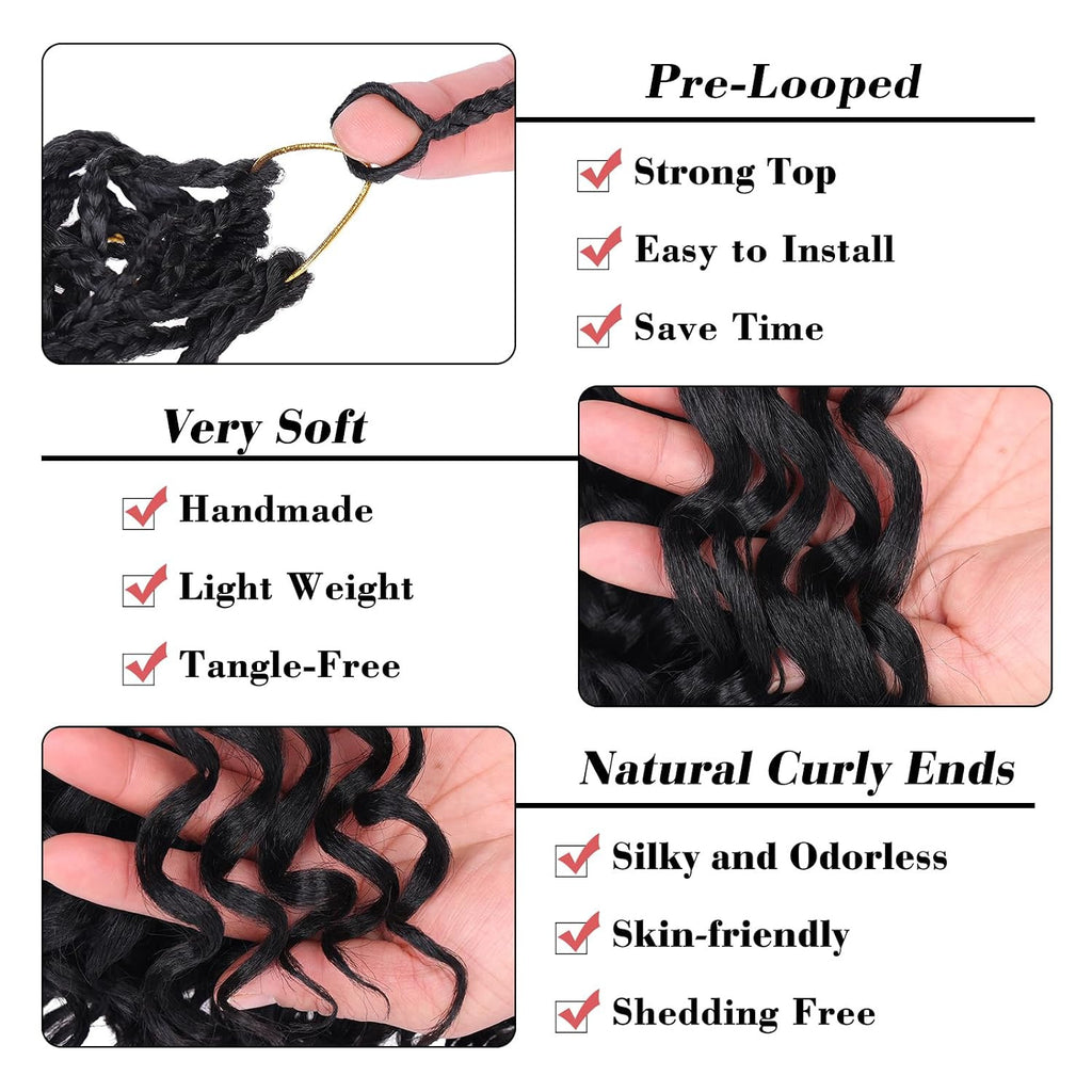 Pre Loop Crochet Hair 10 Inch - Easy Install Bouncy Synthetic Hair Pack