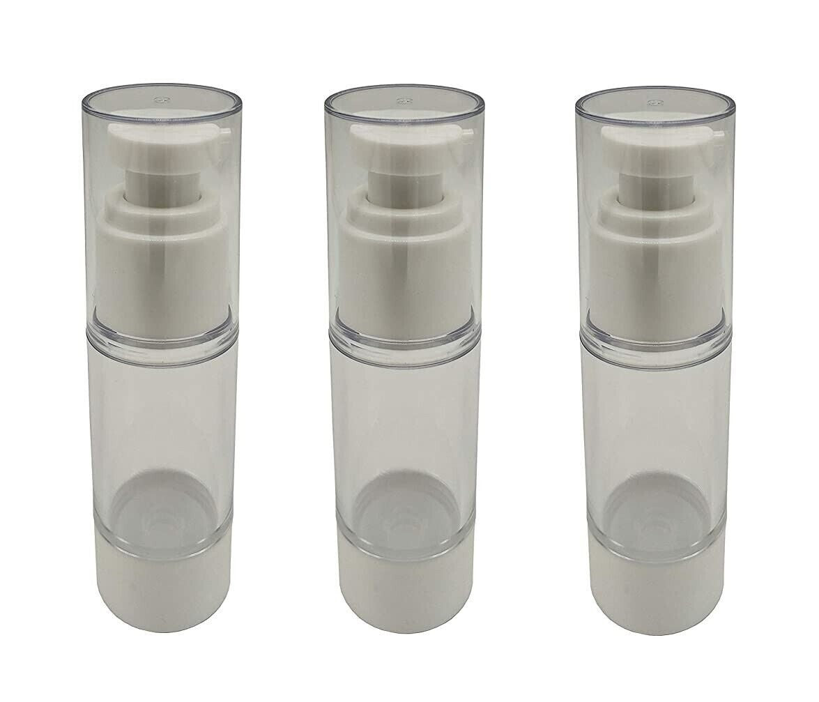 3-Pack Reusable Airless Pump Bottles 50ml Travel-Size for Liquids & Creams