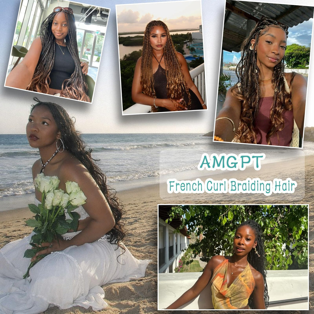 French Curl Braiding Hair Extensions 8 Packs - Synthetic Bouncy Curly Hair for Black Women