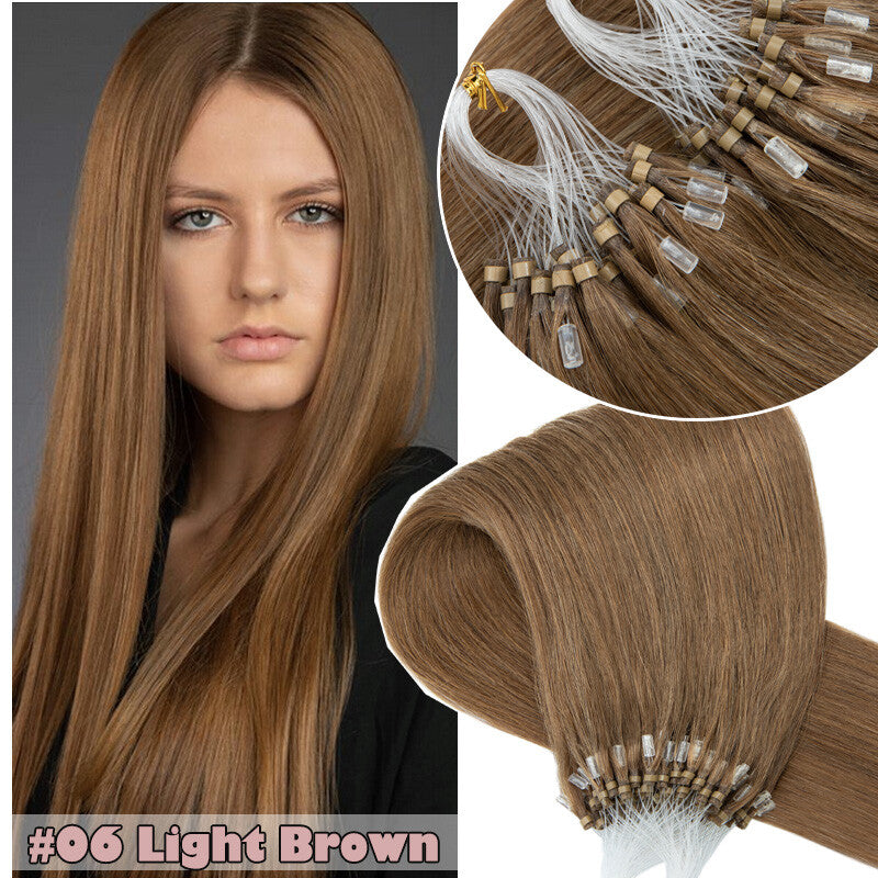 150g Thick Loop Human Hair Extensions Micro Ring Microlink Beads Blonde