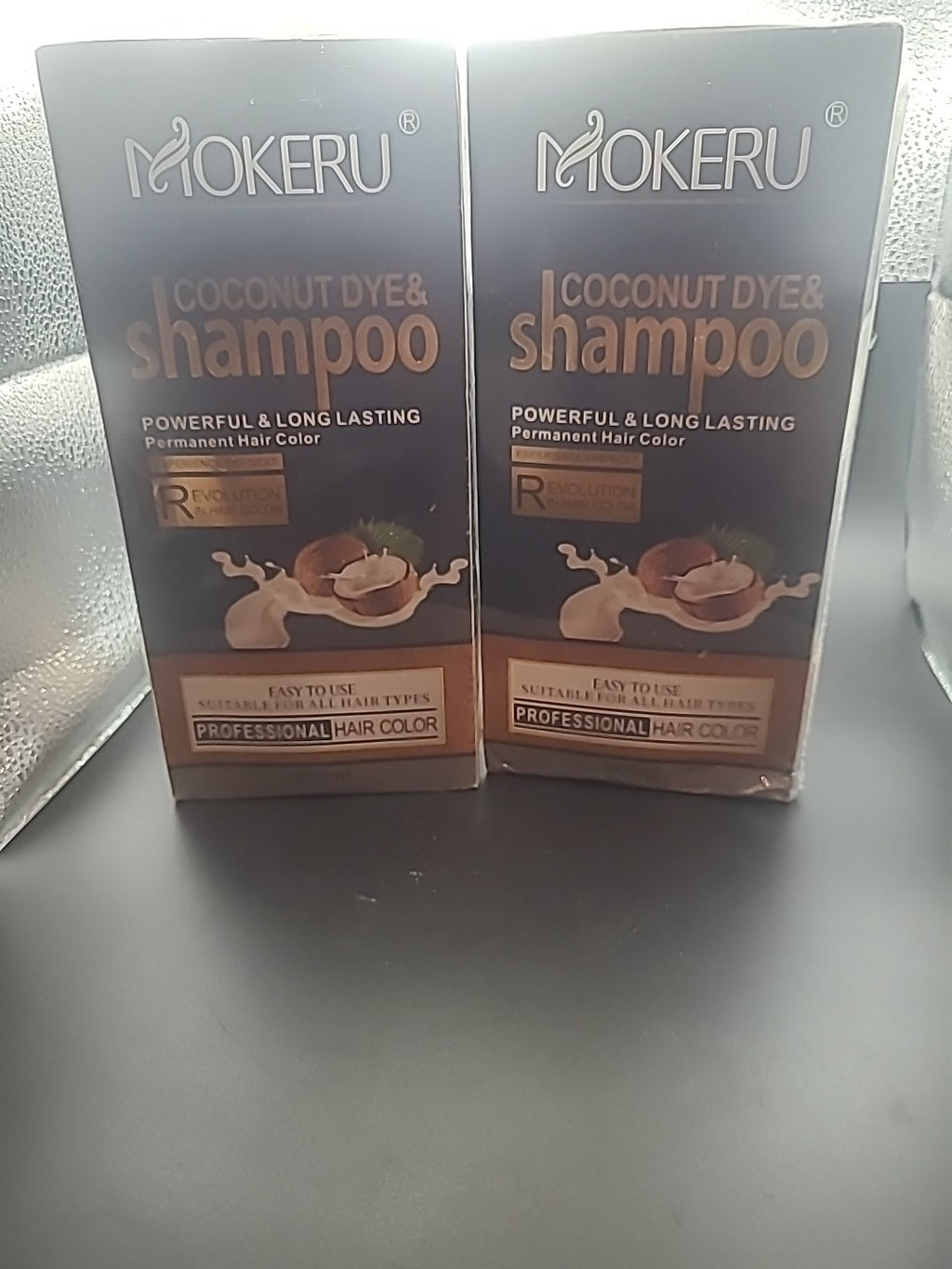 Natural Black Coconut Hair Dye Shampoo Set - 2 Pack, 500ml Each