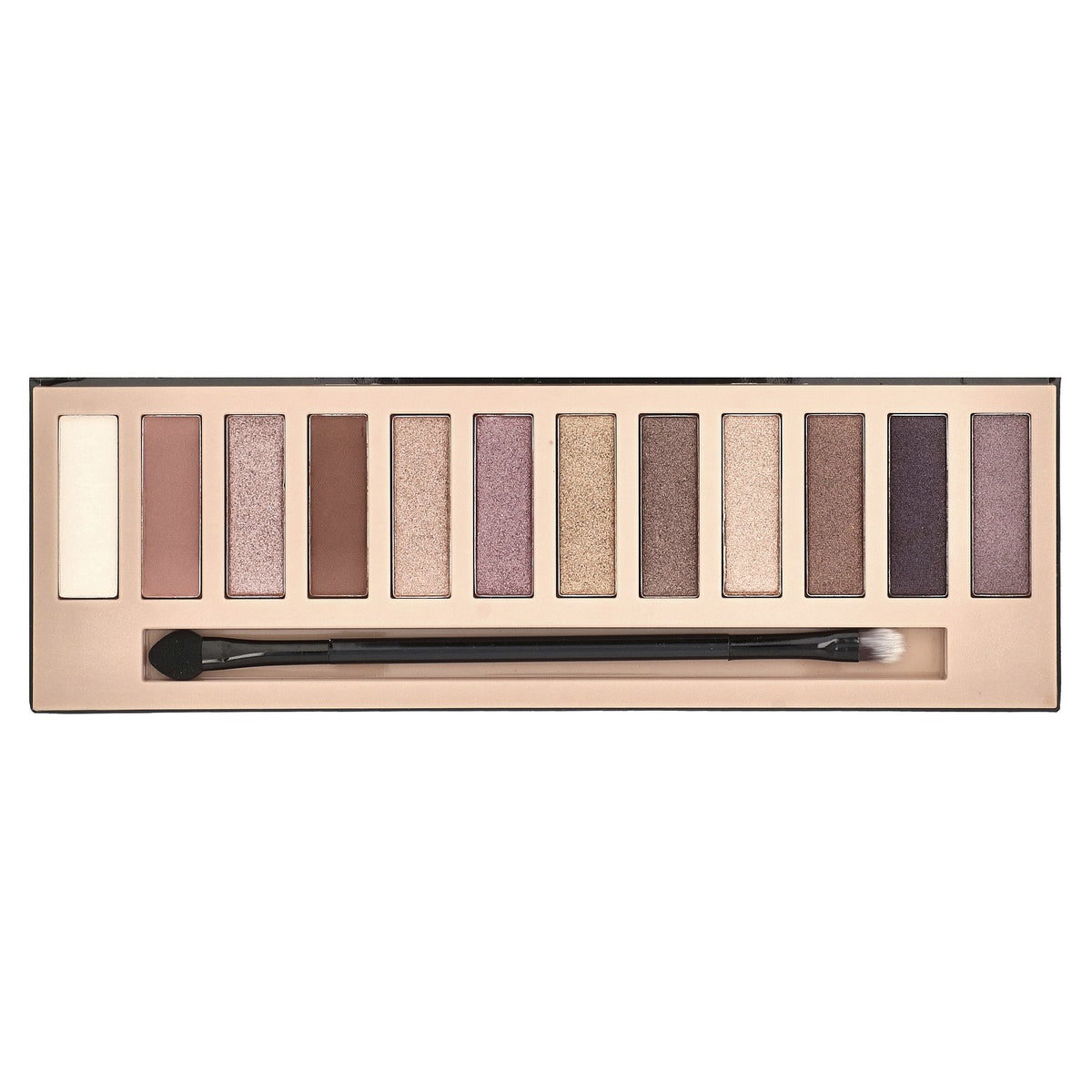 12-Color Eyeshadow Palette with Mirror & Brush - Nudes & Brights