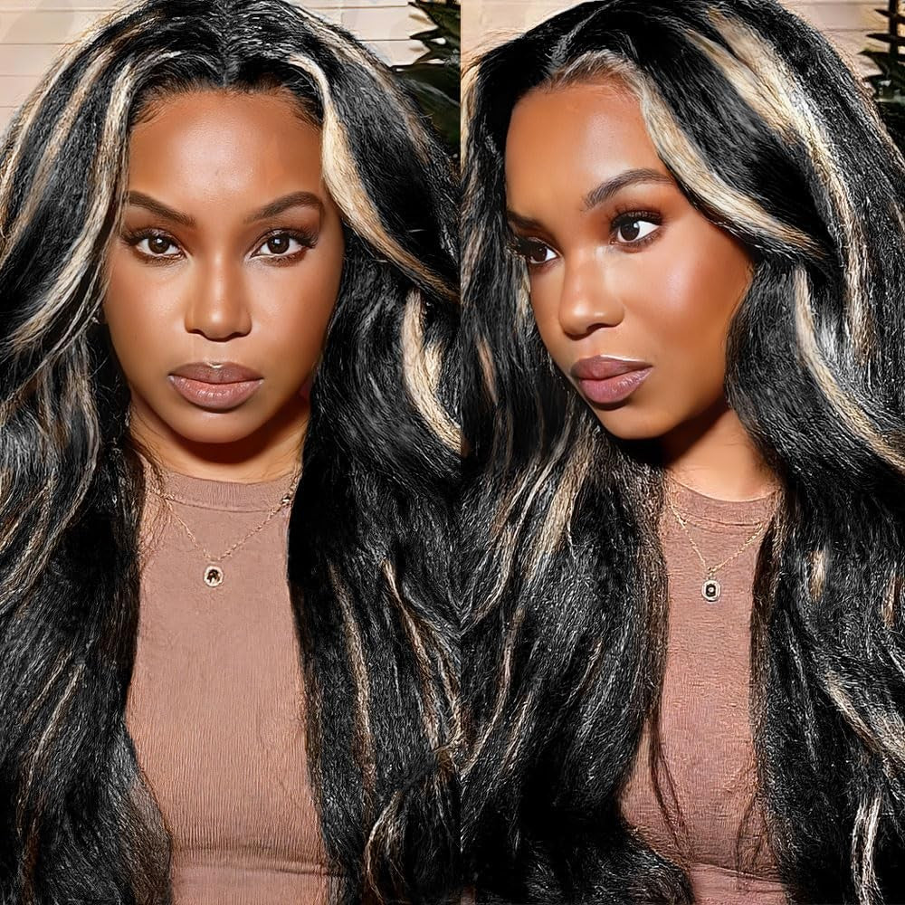 Brazilian Virgin Kinky Straight Ombre Hair Bundles - 3 P1B/613 Human Hair