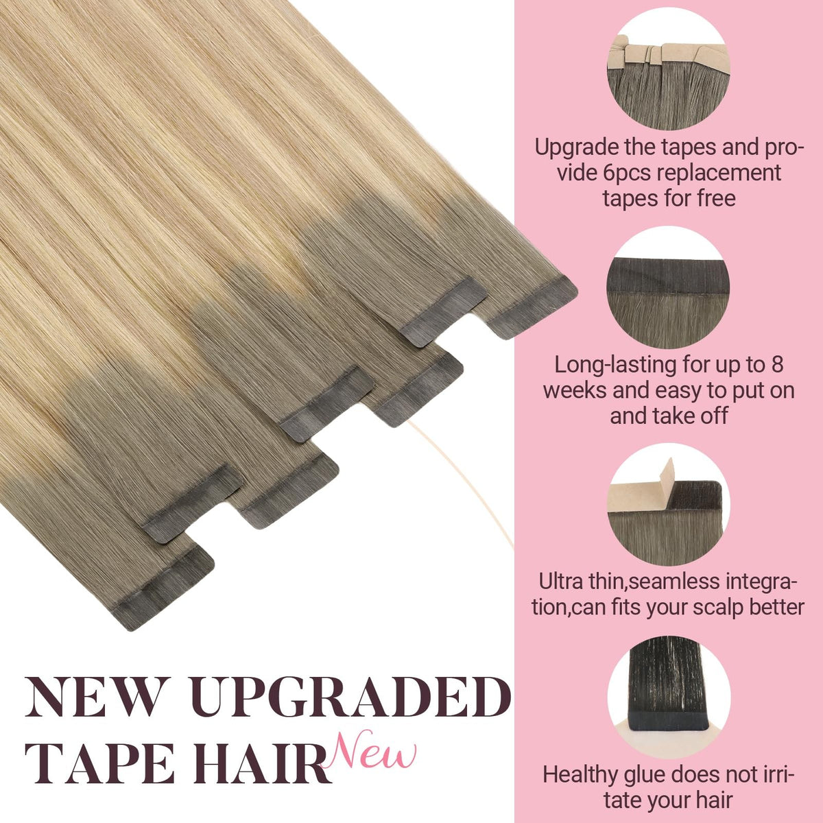 Remy Human Hair Tape-In Extensions 20 Inch 20pcs - Light Volume & Length