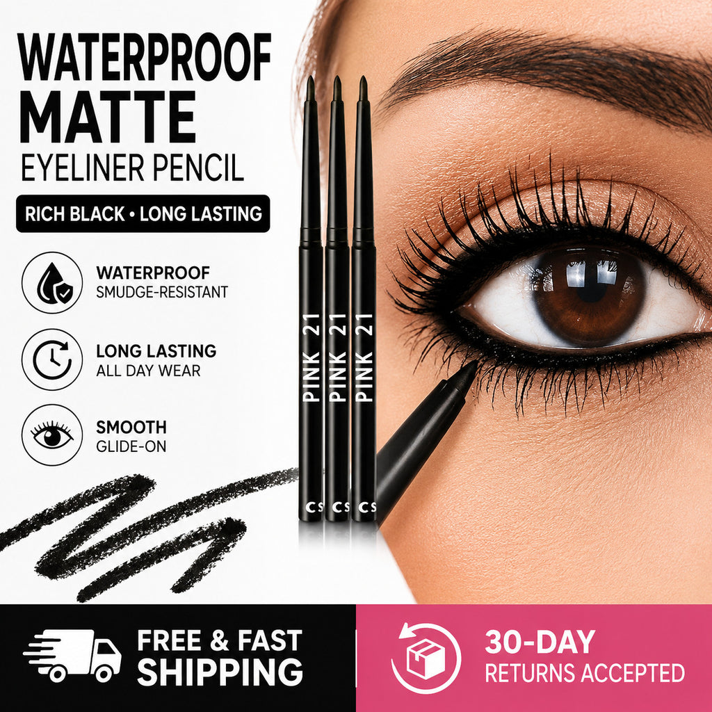 Waterproof Black Eyeliner Pencil Set - Long-Lasting Matte Eye Makeup