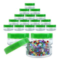 20pcs 10G Cosmetic Sample Jars with Green Lids - Clear Plastic Reusable Containers