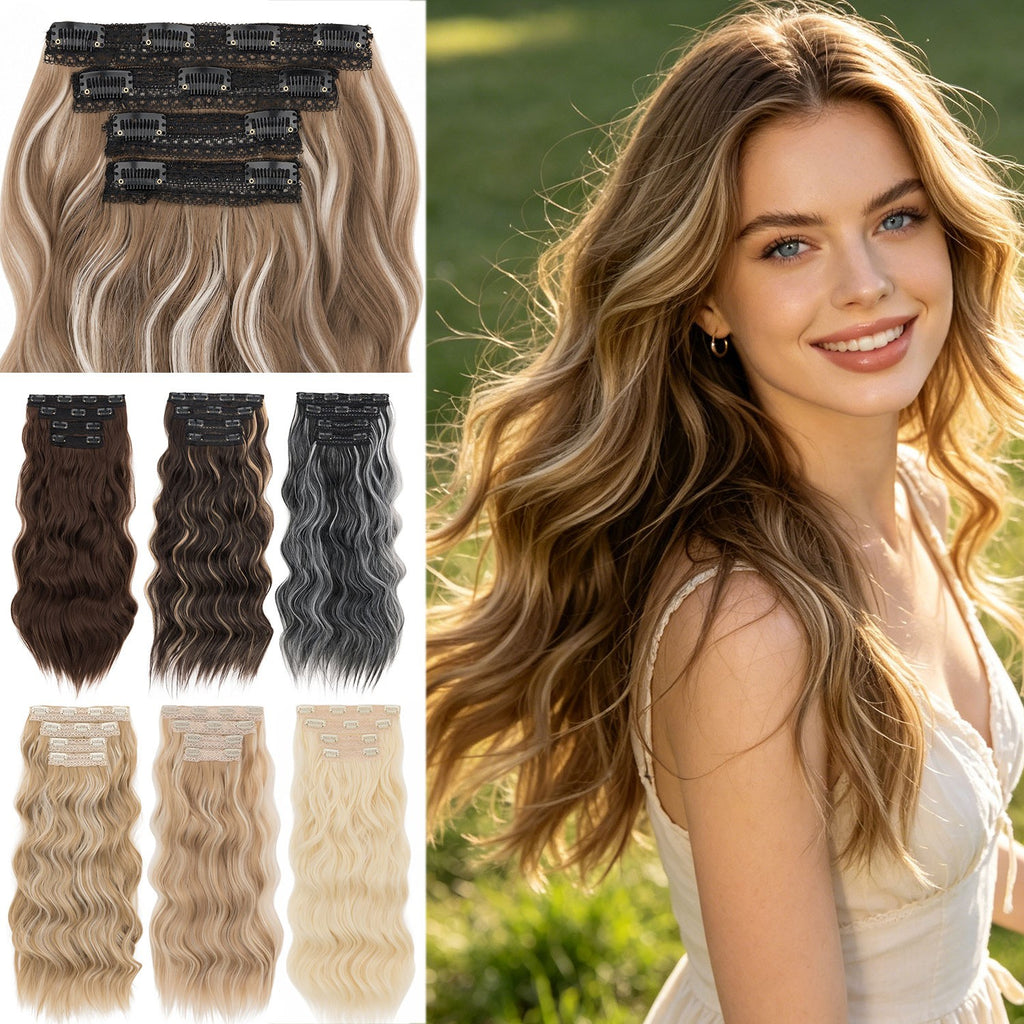 Clip-In Hair Extensions 4PCS Full Head 100% Human Hair, Various Lengths & Colors