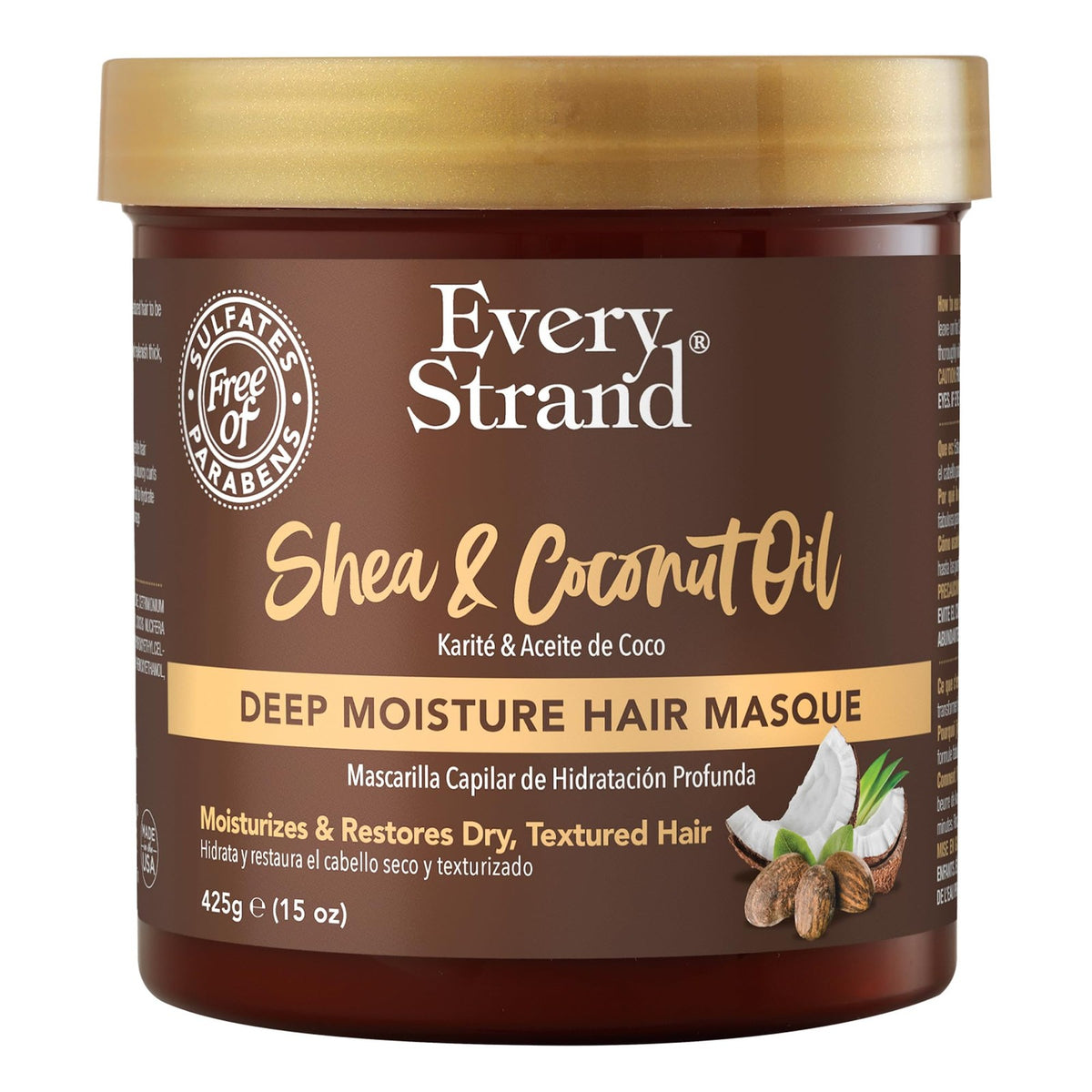 Deep Moisture Hair Mask with Shea & Coconut Oil - 15oz Jar - Repairs Damage & Adds Shine