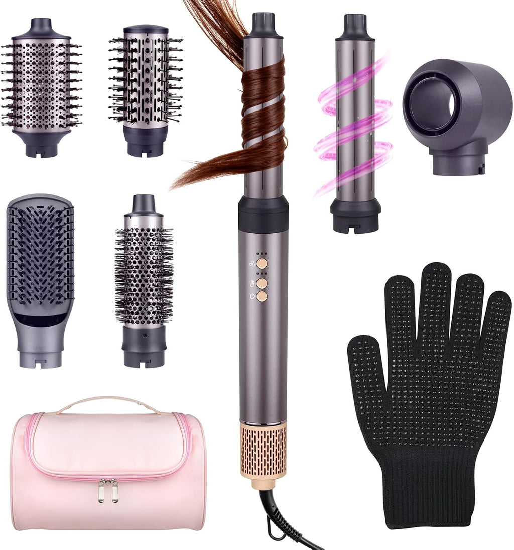 7-in-1 Hot Air Styler Hair Dryer Curling Brush Volumizer 110K RPM