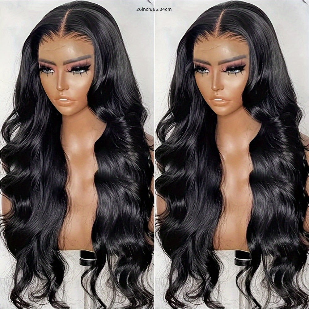 Women Black Long Loose Wave Lace Front Wig Glueless Synthetic Hair