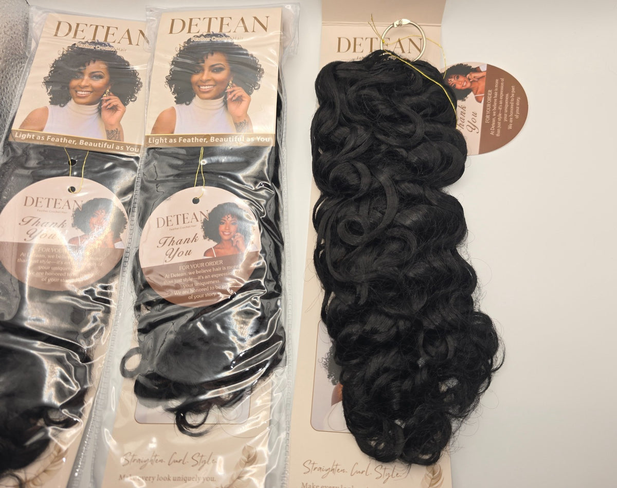 10-Inch Crochet Hair Extensions - 3 Packs of 40 Strands, Natural Curl Texture