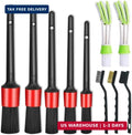 Auto Detailing Brush Set with Boar Hair & Steel Wire - 11 Pieces