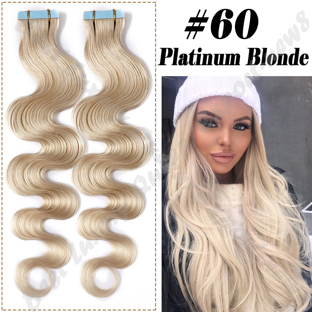 100% Human Hair Tape-In Extensions Full Head Body Wave & Straight Styles