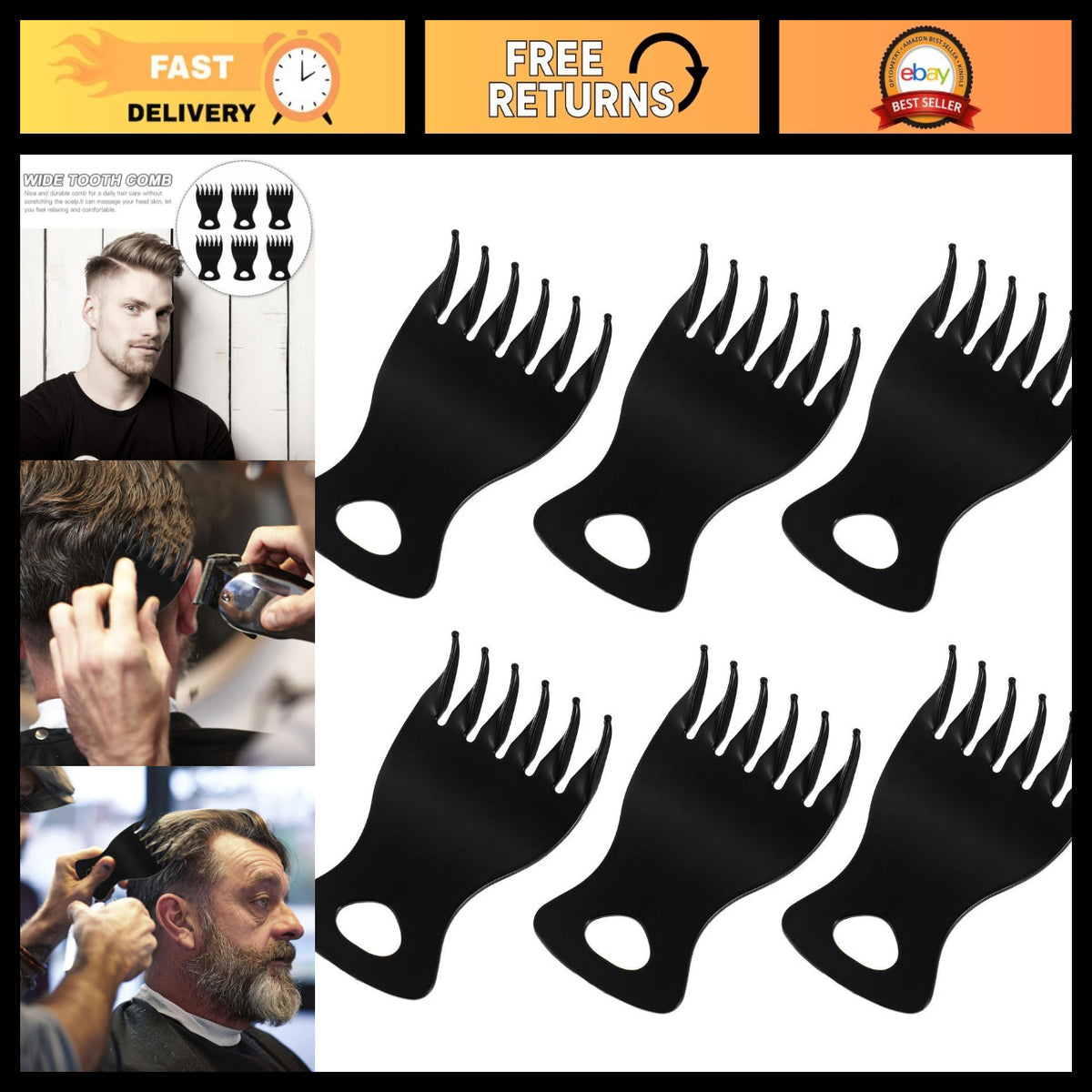 Men's Wide Tooth Comb for Hair Styling & Grooming - Vintage Design