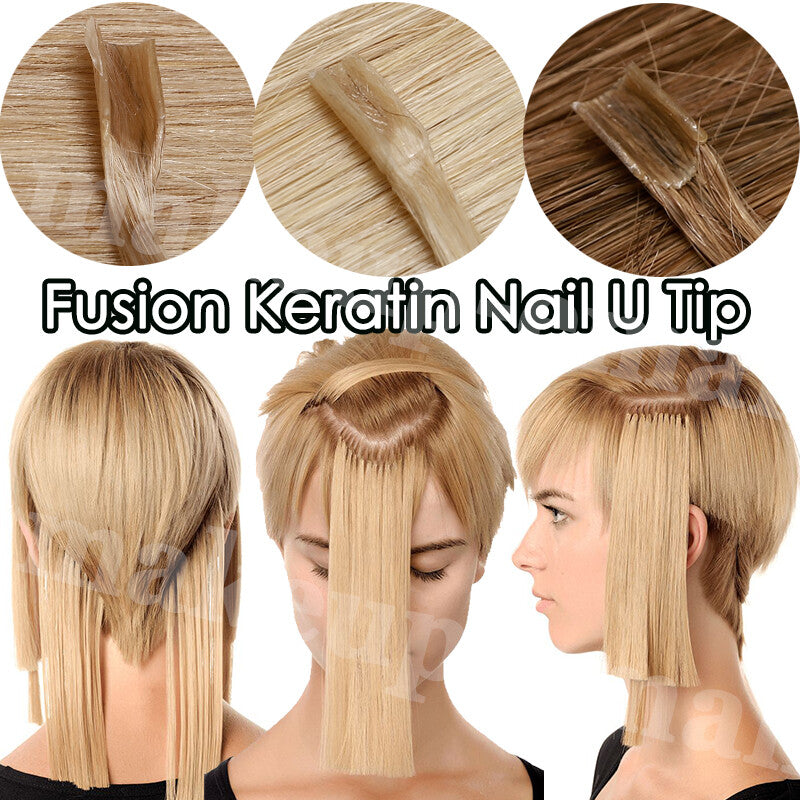 Keratin U Tip Hair Extensions - Real Human Hair, Multiple Colors & Lengths