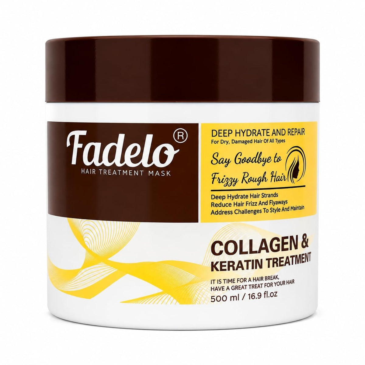 Collagen Hair Mask for Dry Damaged Hair - Salon Size 16.9 oz, Sulfate-Free