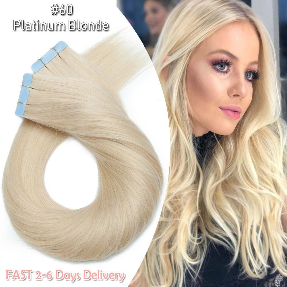 Remy Human Hair Tape-In Extensions 20-60pcs - Natural Black & Blonde Shades