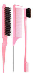 Pink Hair Styling Brush Set with Spray Bottle & Clips - Curl & Edge Styling Kit