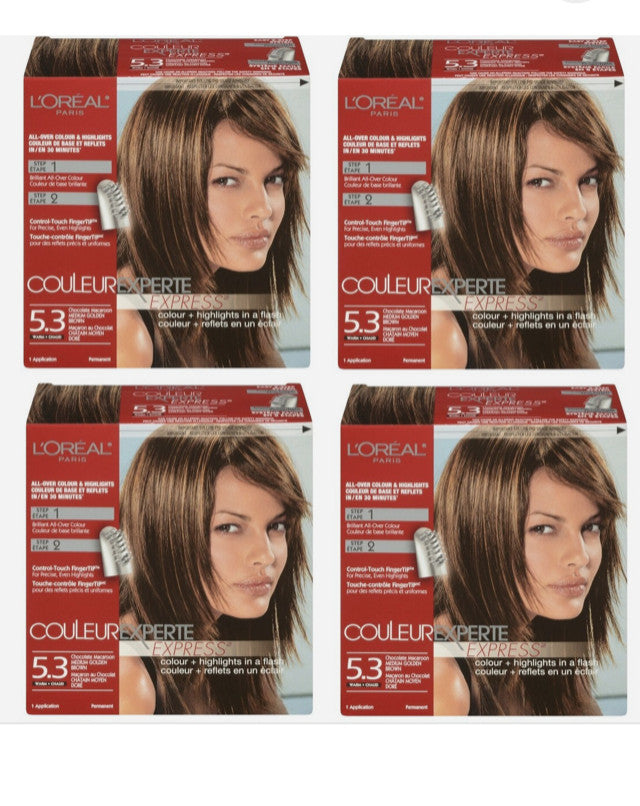 4 Pack Hair Color Kits - Medium Golden Brown Chocolate Permanent Dye