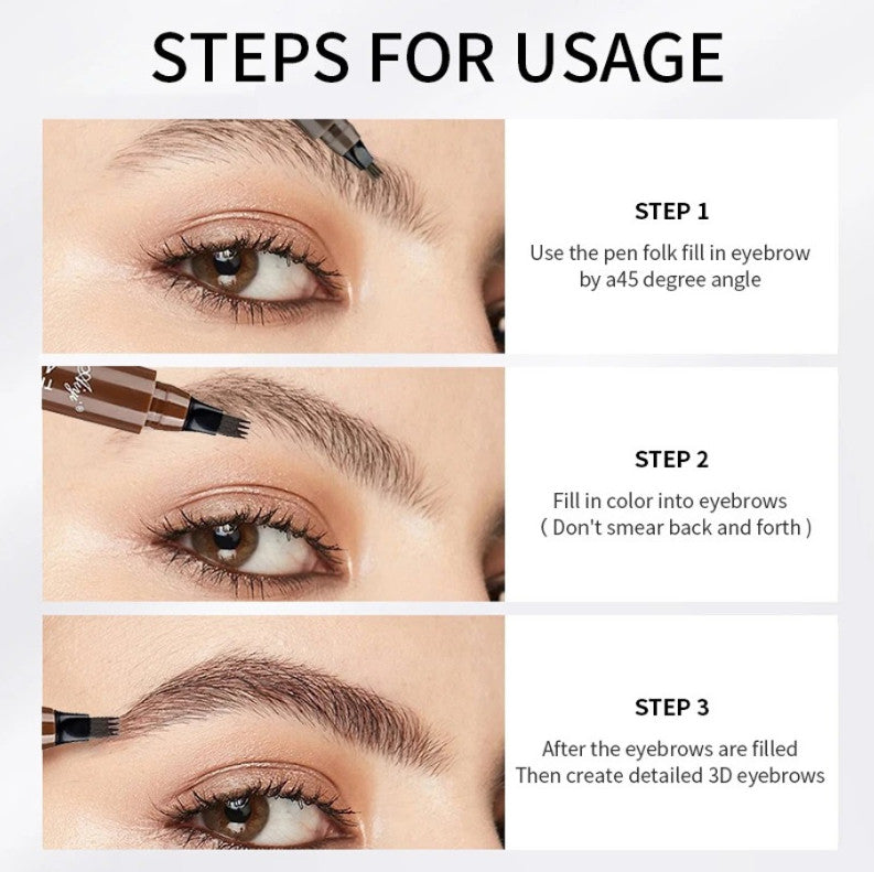 Waterproof Long-Lasting Four-Pronged Eyebrow Pencil for Natural Makeup