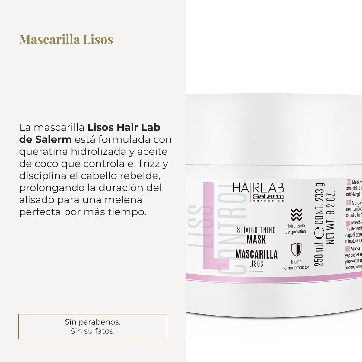 Hair Mask with Keratin & Coconut Oil for Frizz Control - 8.2 oz