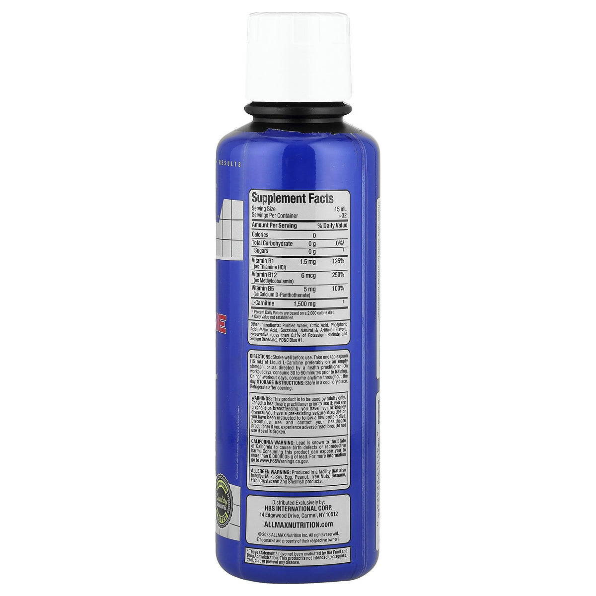 Liquid L-Carnitine 1500mg Blue Raspberry 16oz for Fat Metabolism