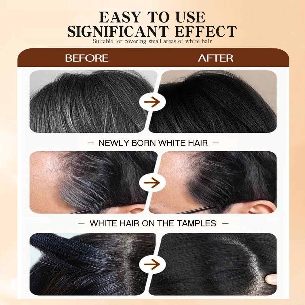 Root Touch-Up Hair Color Stick & Comb - Waterproof Black Dye for Gray Roots