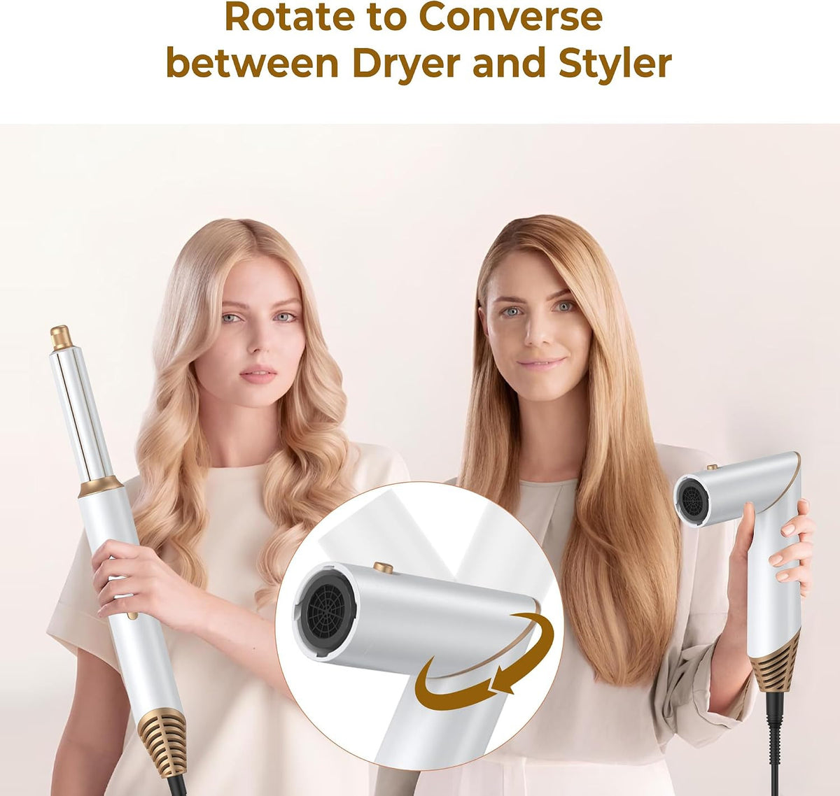 5-in-1 Hot Air Hair Dryer Brush Volumizer Curling & Straightening Styler