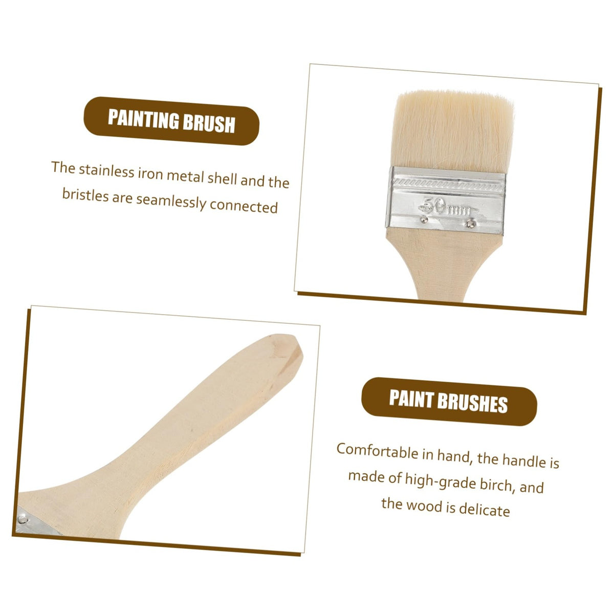 10-Piece Paint & Chip Brushes Set with Wooden Handles & Hybrid Bristles