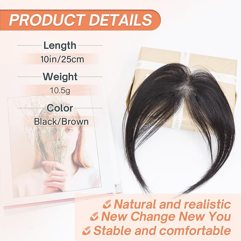 Clip-In Bangs Hair Topper for Women - Human Hair, 360° Clip-In Style